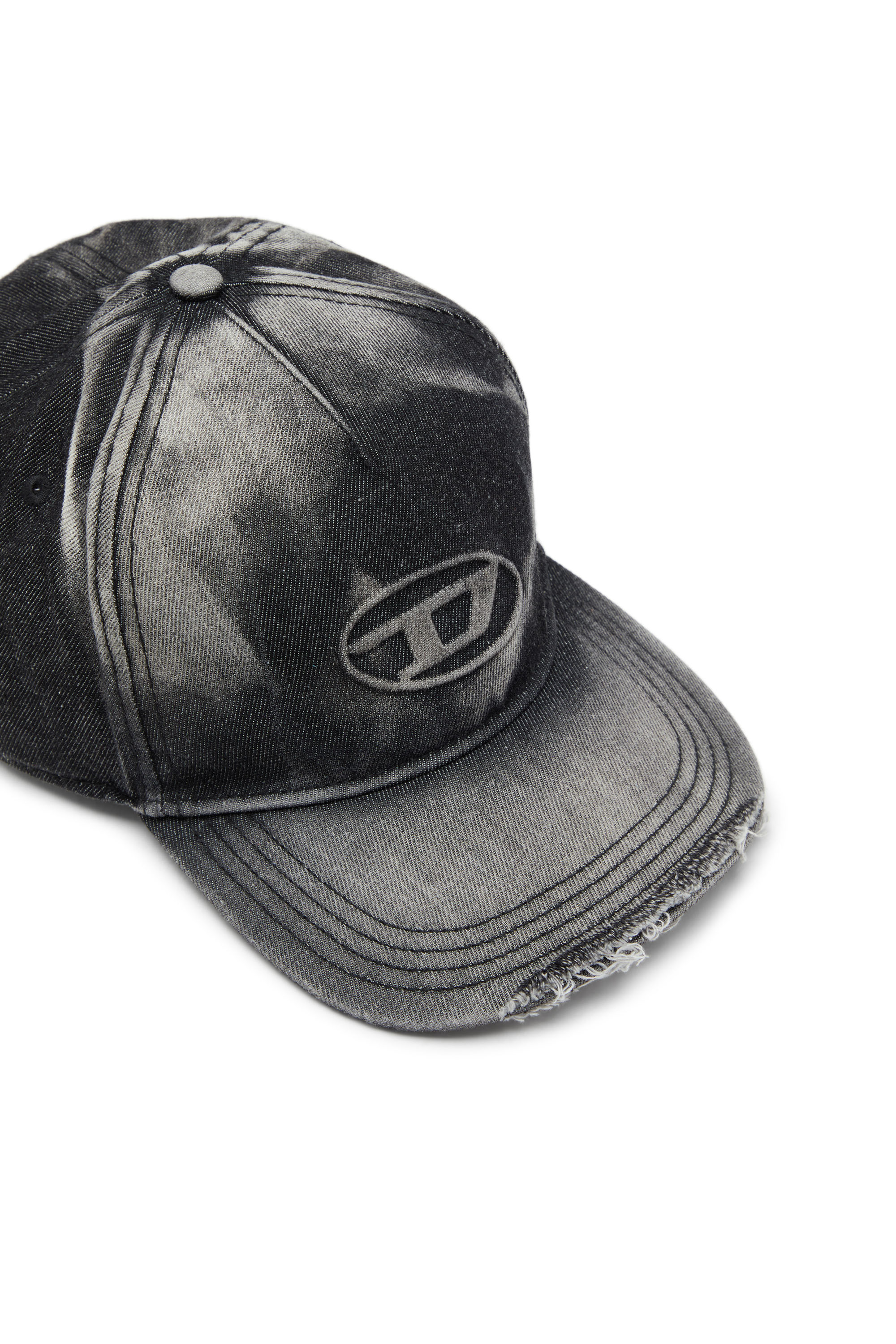 Diesel - C-SEYMON-BLACK, Man's Baseball cap in destroyed denim in Black - 4